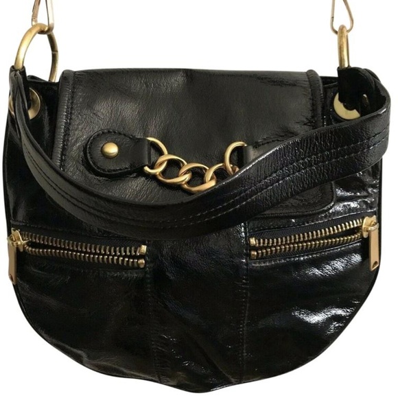 Cynthia Rowley Handbags - Cynthia Rowley Medium Black Patent Leather Cross B